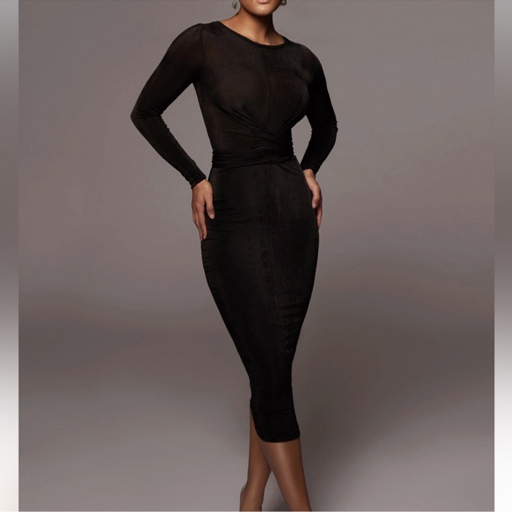 JLUXLABEL Black Vita Front tie dress